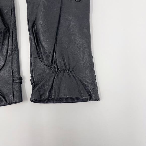 Isotoner Womens Leather Gloves Black Tie Knot - Picture 8 of 11